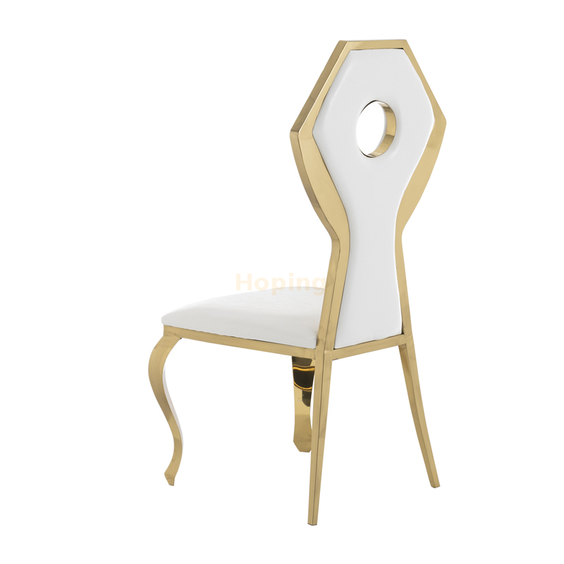 Shiny Gold Stainless Steel Frame Leather Banquet Chair Dining Chair For Home Party Wedding