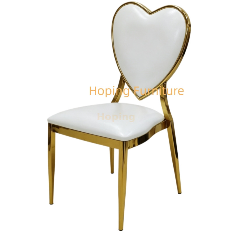 Modern Golden Chromed Love Shaped Metal Dining Chair for Event Party Wedding Chair Banquet Chair