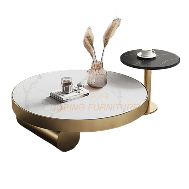 Italian Style Slate Top Gold Metal Frame Home Center Coffee Table Modern Luxury Living Room Center Table