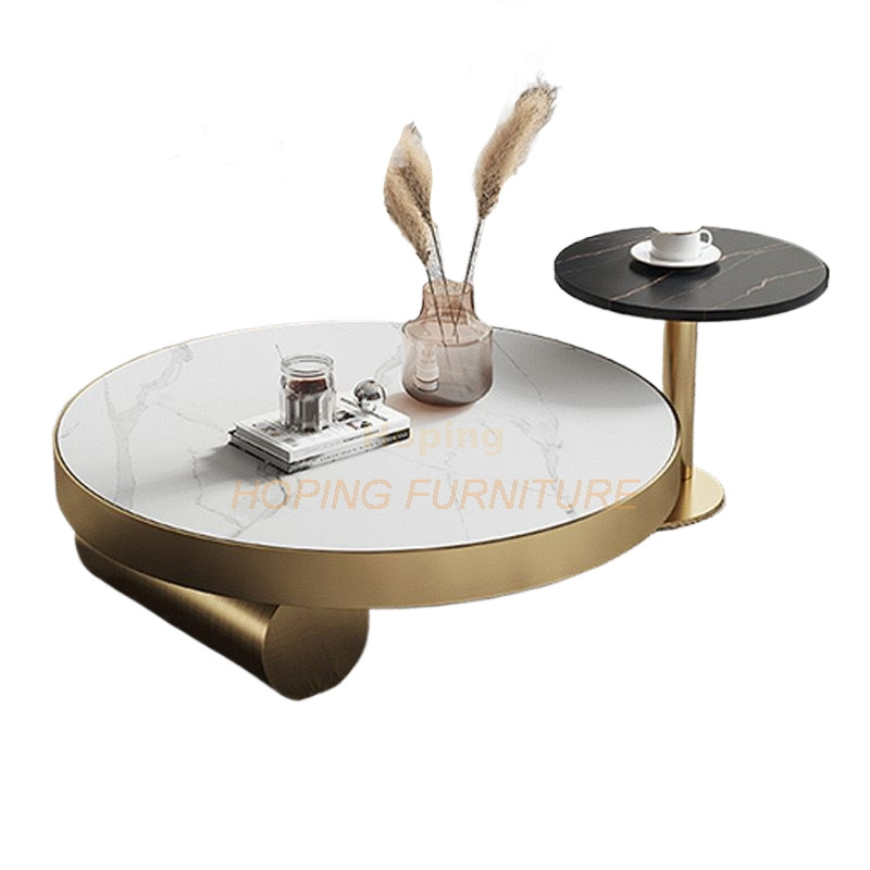 Italian Style Slate Top Gold Metal Frame Home Center Coffee Table Modern Luxury Living Room Center Table