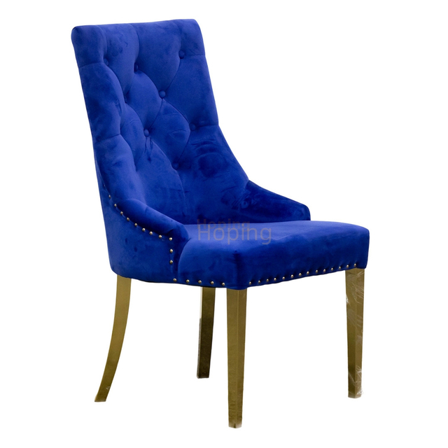 Blue Knocker Back Dining Chairs Velvet studded Dining Chairs for Sale