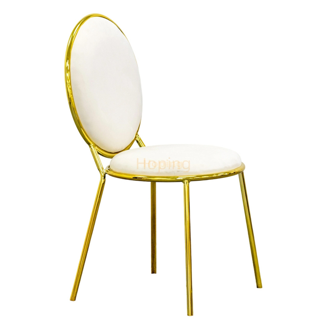 Luxury Event Wedding Chair Stackable Round Back Gold Stainless Steel Hotel Hall Wedding Dining Chair