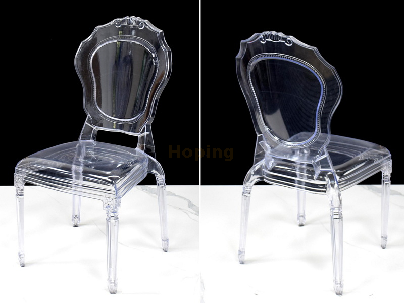 Classic Princess Style Acrylic Resin Plastic Dining Chair for Restaurant Banquet Wedding Event 