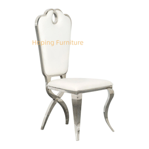 High Class Hotel Stainless Steel Chair Sillas Blancas Dining Room Furniture Salable Leather Wedding Metallic Chair