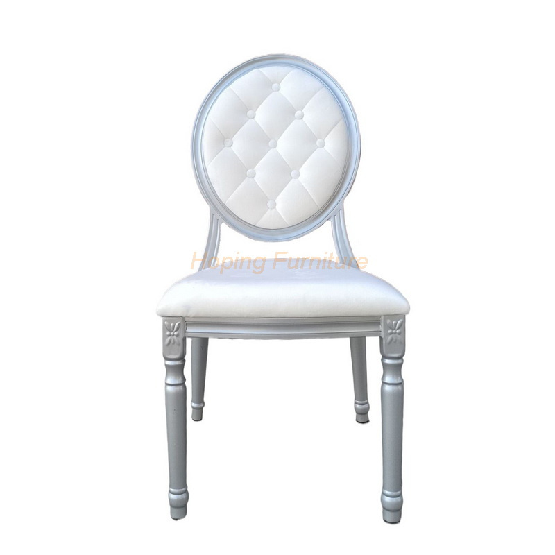Modern Hotel Wedding Furniture Glossy Plating Metal White Printing Powder Barcelona Restaurant Table Chairs Aluminum Louis Chair
