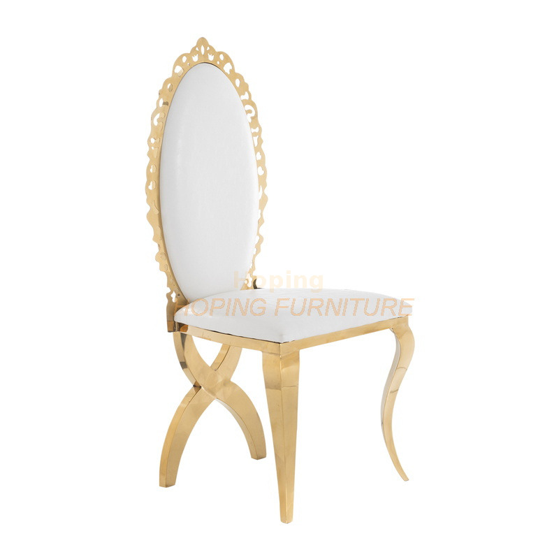 Luxury Classic Dining Room and Event Restaurant Furniture Cross Back Legs Banquet Chair Factories Price Wholesale Polishing Stainless Steel White Wedding Chairs