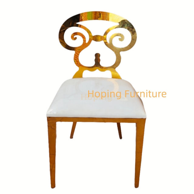 Foshan Hoping Furniture MID East Design Banquet Golod Color Chair Stainless Steel Chair