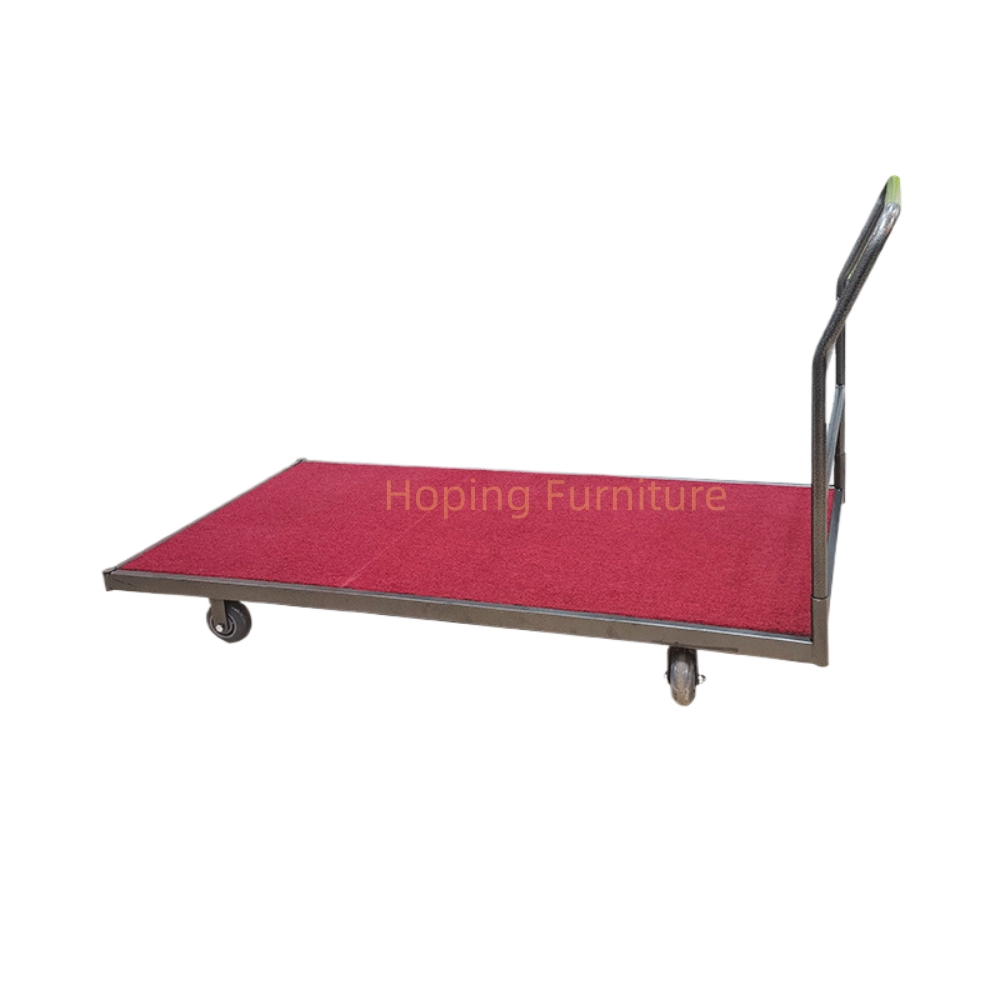 Restaurant Banquet Rectangular Table Trolley Single-Side Hand Pushcart with Felt Carpet Trolley Truck