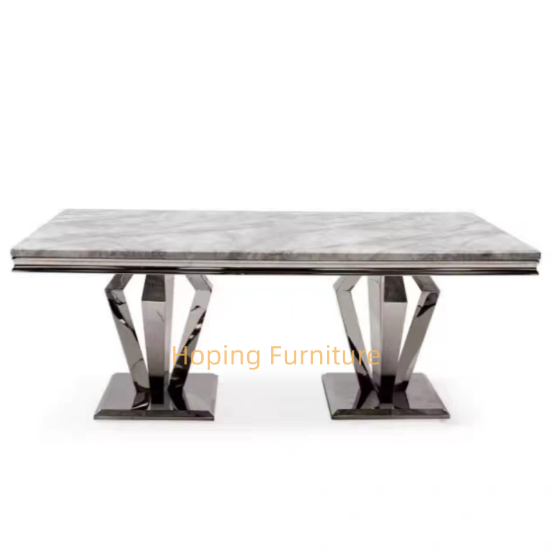 Large Dining Table Seats 12 Modern Hotel Hall Banquet Wedding Living Room Furniture with Glass or Marble Top New Designer Dining Table