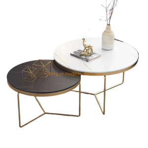 French Center Hall Table for Sale Modern Luxury Big Round Marble Coffee Table of Mirror Glass Top
