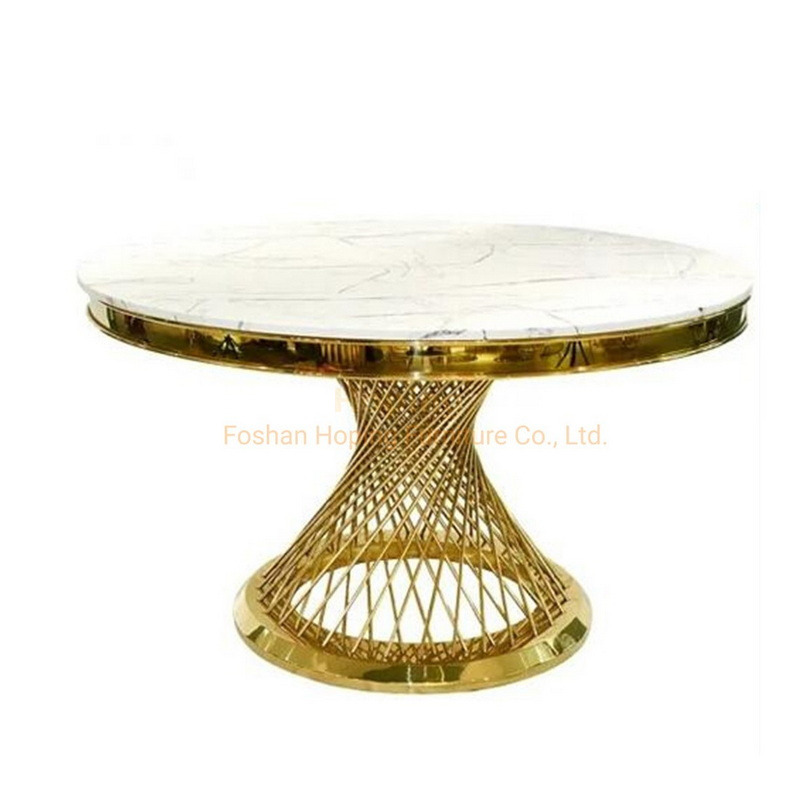 Hotel Furniture Luxury Style Wedding Round Glass Marble Top Coffee Table for Dining Room