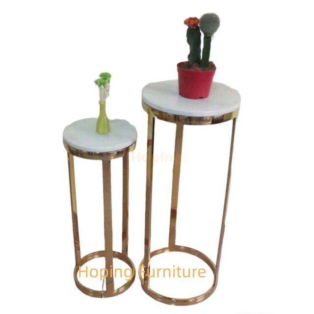 2 PCS One Set Hotel Lobby Reception Area High Back Flower Decoration Side Table Half Moon Table
