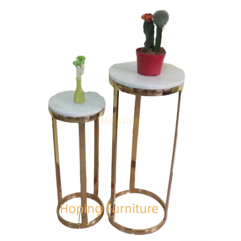 2 PCS One Set Hotel Lobby Reception Area High Back Flower Decoration Side Table Half Moon Table