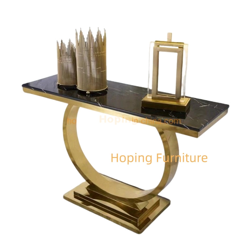 Marble Tempered Glass Coffee Office Table Furniture Gold Base Dining Console Restaurant Table Chairs Wedding Background Table