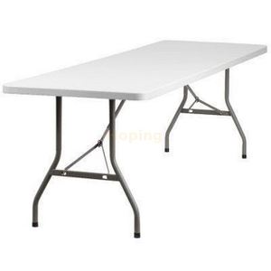 6ft Rectangular Heavy Duty HDPE Portable Picnic Folding White Plastic Dining Table For Party