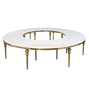 Large Round Dining Table with MDF Top and Stainless Steel Legs for Restaurant Wedding Banquet 