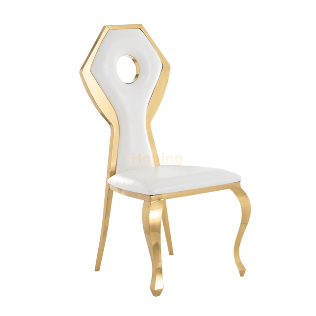 Shiny Gold Stainless Steel Frame Leather Banquet Chair Dining Chair For Home Party Wedding