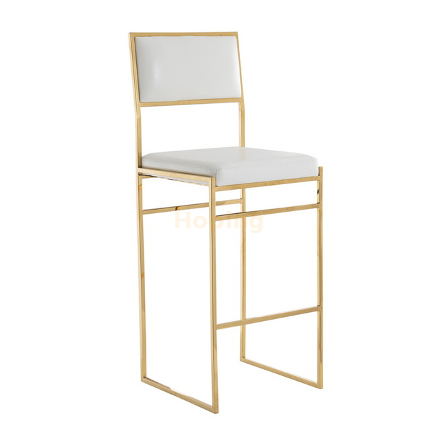 Simple Design Golden Stainless Steel Frame PU Leather Bar Stool Bar Chair High Chair