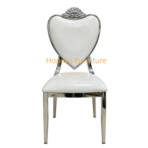 Rental Fancy Sliver Heart Chairs Modern Dining White Chairs Royal Dining Room Furniture Throne Moveable Cushion Wedding Chair