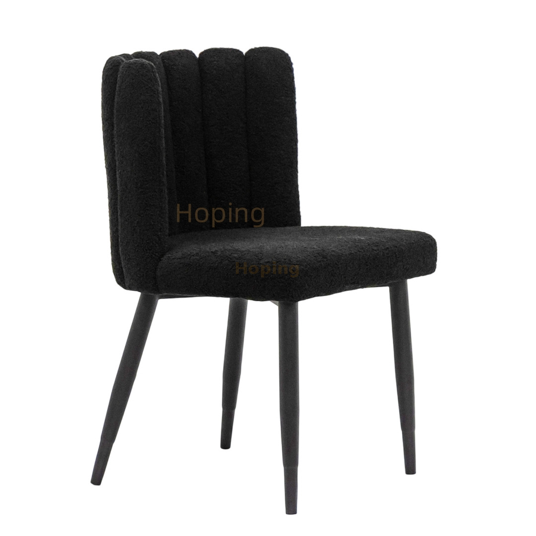Luxury Leisure Armrest Black Velvet Dining Chair with Metal Feet