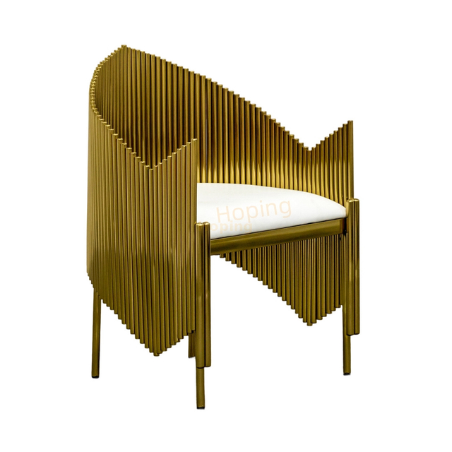 Unique Design Living Room Furniture Shining Golden Fancy Stainless Steel Armrest Dining Chairs