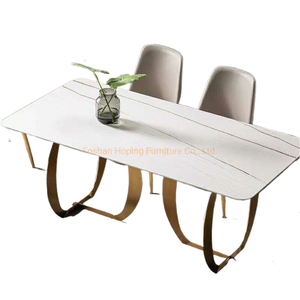 Modern Home Restaurant Furniture Set Special Metal Stainless Steel White Dining Table