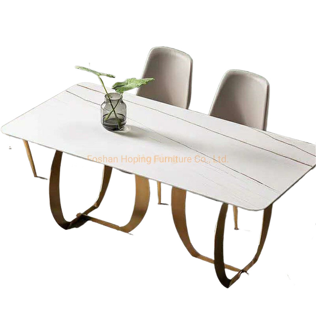 Modern Home Restaurant Furniture Set Special Metal Stainless Steel White Dining Table