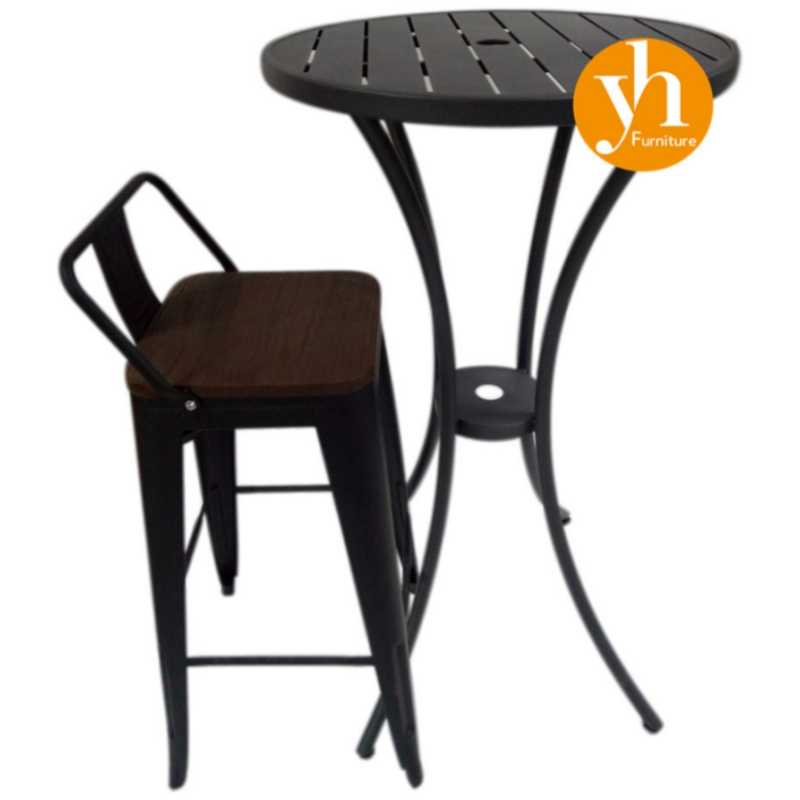Garden Furniture Contemporary Outdoor Dining Table Set Deck Bistro Restaurant Plastic Cafe Modern Chair Rope Woven Bar Stools