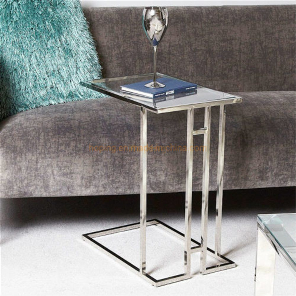 Modern Metal Square End Side Table Book Rack Home Furniture Coffee Table Sofa Set Furniture Dining Table Small Table Glass Table Gold Table Simple Table