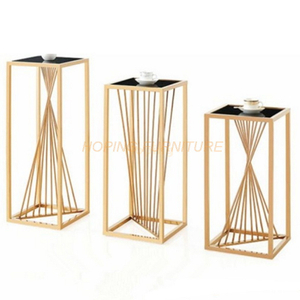 Wholesale Customized Golden Round Stainless Steel Glass Removable Tea Coffee Side Table