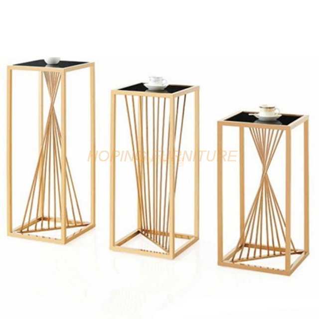 Wholesale Customized Golden Round Stainless Steel Glass Removable Tea Coffee Side Table