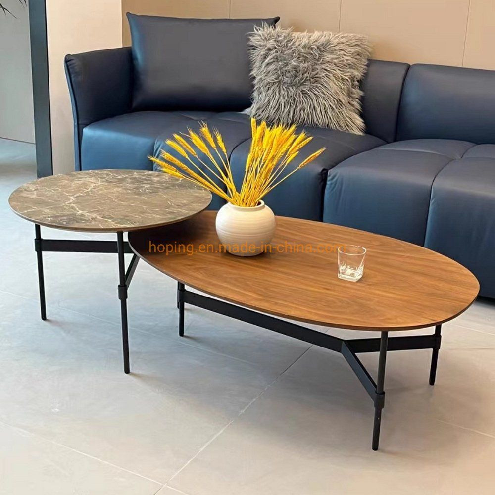 North American Walnut Table Top Cover Coffee Table Tea Table Center Table Side Table with Carbon Steel Frame