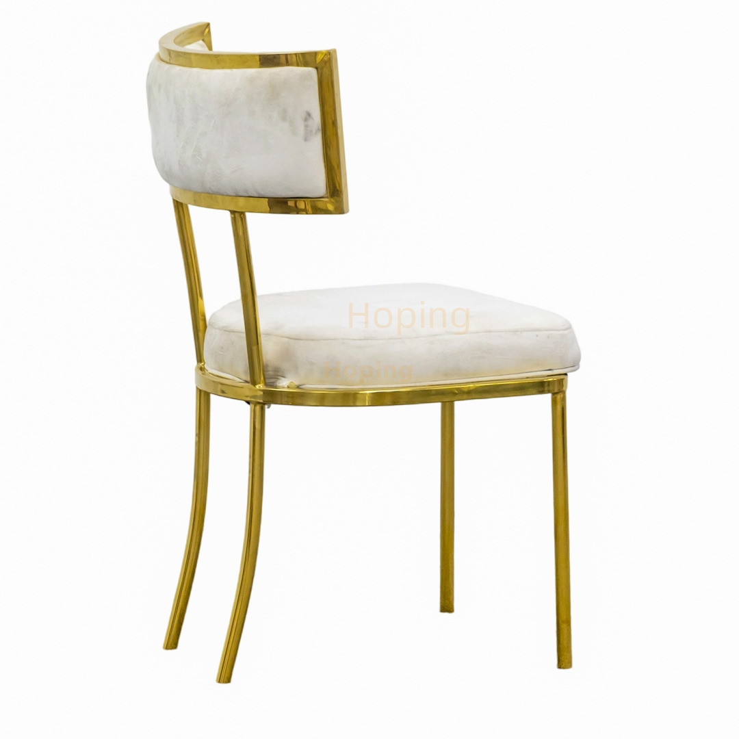 Wedding Furniture Low Back Golden Stainless Steel Frame White Wedding Banquet Event Chair