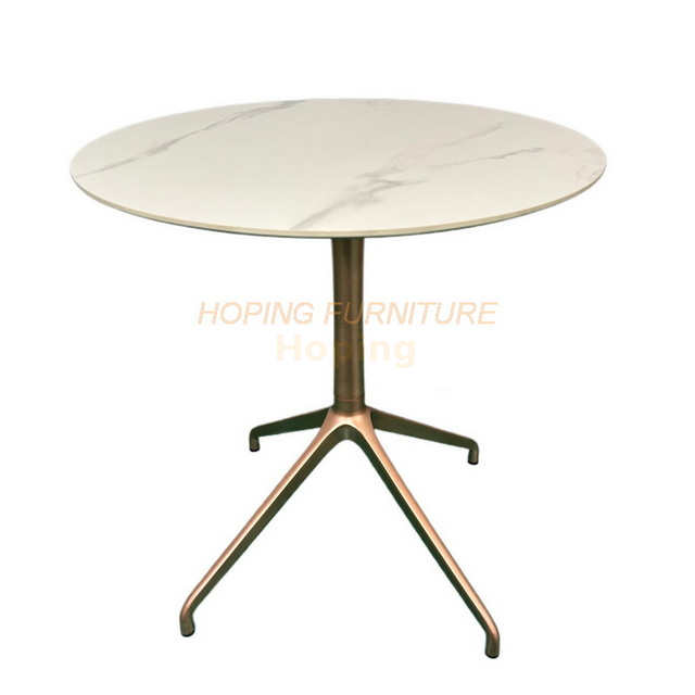 Round Slate Top Coffee Table with Aluminum Frames Dining Table