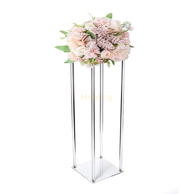 Wedding Ceremony Transparent Flower Cake Display Acrylic Flower Stand
