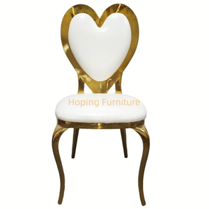 Heart Back Chair with Gold Legs Metal Wedding Event Party Hotel Dining Chair