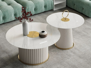 Modern Tea Table Nordic Iron Leg Round Luxury Center Marble Coffee Table