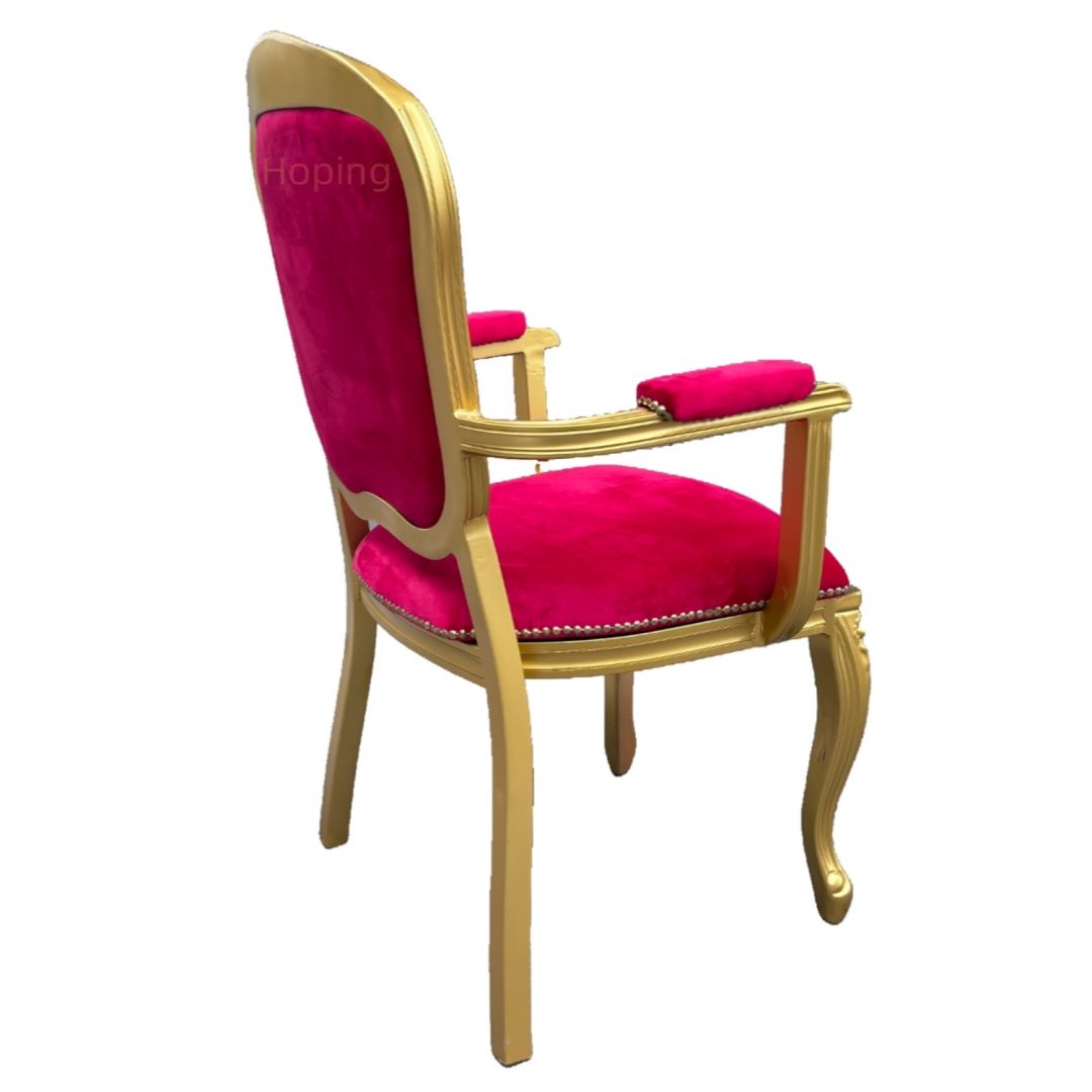 Red Armchair Stackable Restaurant Aluminium Chair for Hotel Wedding Party Church Event