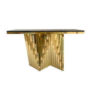 Luxury Gold Wooden Coffee Table Column Base Console Table Side Table Hotel Hall Table