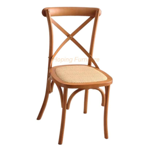 Hotel Chair Cross Back Decoration Brown Wood Dining Chairs for Rental