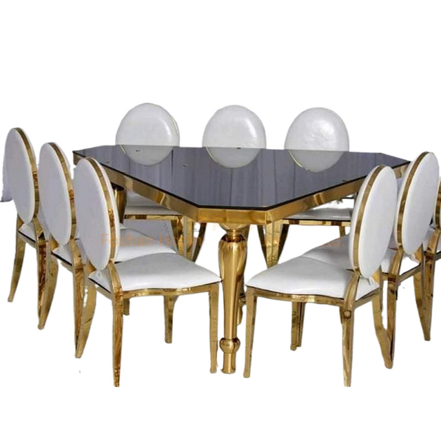 Triangle Cake Table Banquet Wedding Marble Top Golden Metal Base Round Dining Table