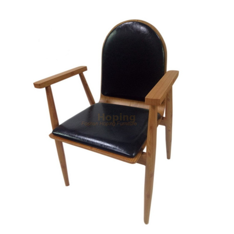 4 Legs New Design School Modern Wooden with Leather Seat Canteen Chair