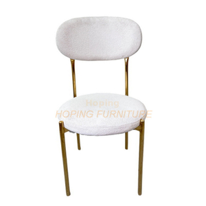 Metal Legs Modern Cheap Price Velvet Upholstered Dining Chair in White Color