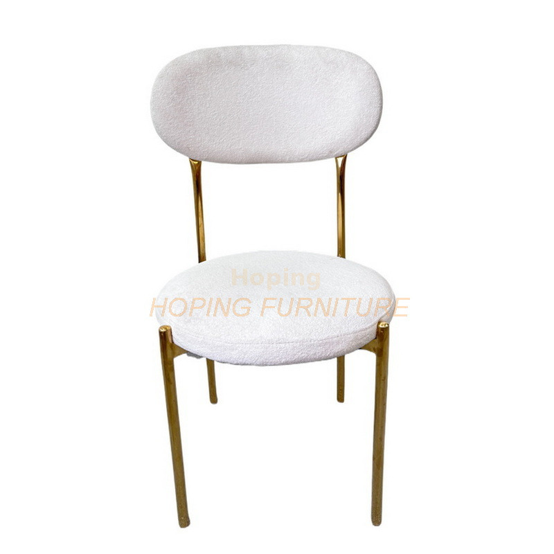 Metal Legs Modern Cheap Price Velvet Upholstered Dining Chair in White Color