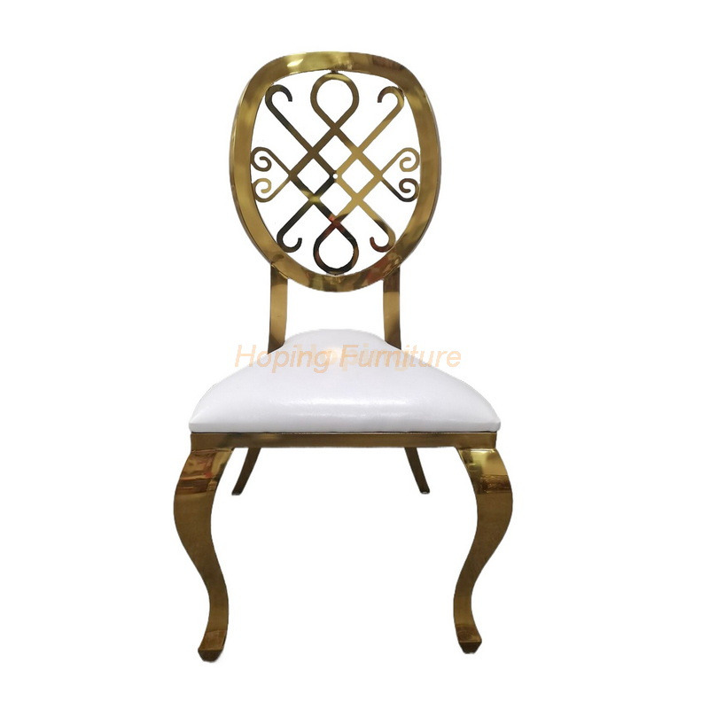 Silver/ Gold Stainless Steel Frame Hollow Round Luxury Dining Chairs Wedding Banquet Chair