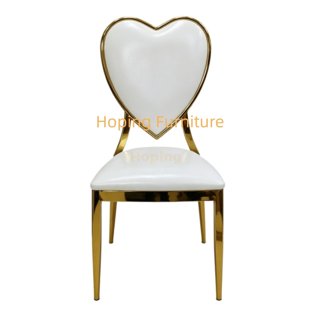 Modern Golden Chromed Love Shaped Metal Dining Chair for Event Party Wedding Chair Banquet Chair