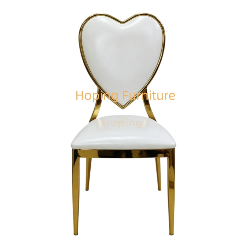 Modern Golden Chromed Love Shaped Metal Dining Chair for Event Party Wedding Chair Banquet Chair