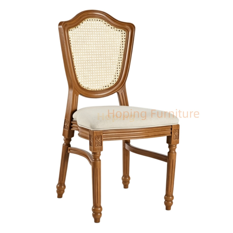 Faux Wood Plastic Dining Chair Imitation Rattan Shield Back Event Chair for Wedding Party Restaurant Outdoor Chair