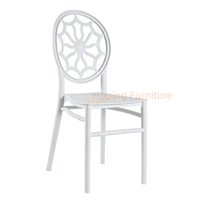 Fashion Plastic Spider Web Round Back Chiavari Chair Stackable Bamboo Leg Banquet Furniture Wedding Chair Event Party Hotel Dining Chair