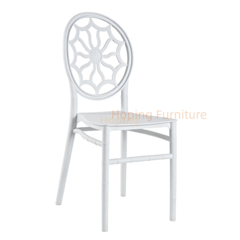 Fashion Plastic Spider Web Round Back Chiavari Chair Stackable Bamboo Leg Banquet Furniture Wedding Chair Event Party Hotel Dining Chair